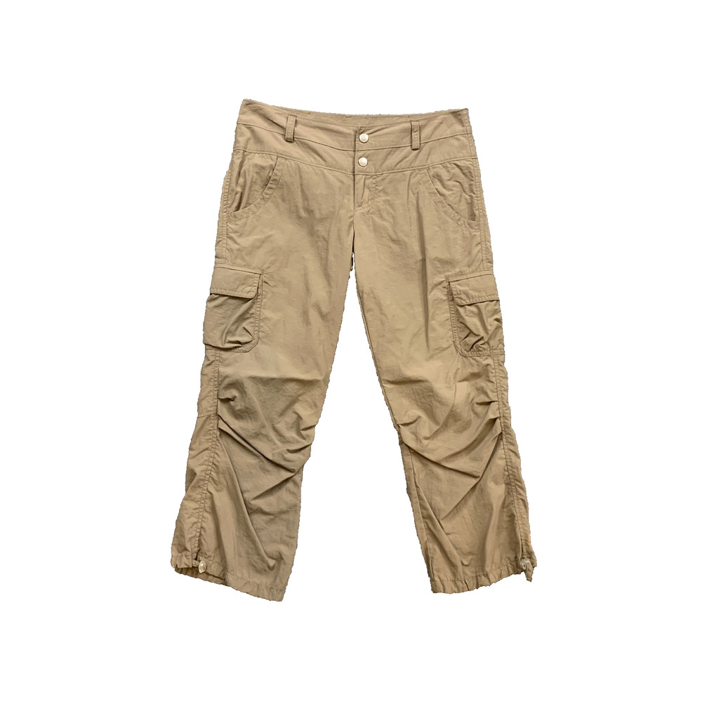 Lucy Pants Womens 2 Light Brown Walkabout Nylon Crop Cargo Pocket Parachute Leg